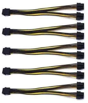 5-Pack PCI-E 8Pin to 2X 8 Pin (6+2) Power Splitter Cable for PCIE PCI Express Image Card Y - Splitter Extension Cable 5-Pack PCI-E 8Pin to 2X 8 Pin (6+2) Power Splitter Cable for PCIE PCI Express Image Card Y - Splitter Extension Cable
