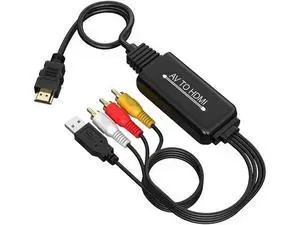 WISDUM RCA to HDMI Converter, AV to HDMI cable, 3 RCA CVBS Composite to 1080P HDMI AV Adapter Supporting PAL NTSC for PC, Laptop, TV, STB, VHS, VCR Camera, DVD Etc WISDUM RCA to HDMI Converter, AV to HDMI cable, 3 RCA CVBS Composite to 1080P HDMI AV Adapter Supporting PAL NTSC for PC, Laptop, TV, STB, VHS, VCR Camera, DVD Etc