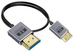 1ft Mini HDMI to HDMI 8K@60Hz UHD Cable, OD 2.5mm Ultra Thin HDMI 2.1 Cord, 48Gbps Straight Male Mini HDMI to Straight Male HDMI Cable 1ft Mini HDMI to HDMI 8K@60Hz UHD Cable, OD 2.5mm Ultra Thin HDMI 2.1 Cord, 48Gbps Straight Male Mini HDMI to Straight Male HDMI Cable