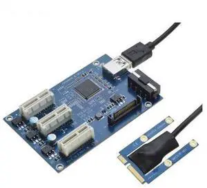 Mini PCIe 1 to 3 PCI express 1X slots Riser Card Expansion adapter Mini ATX Laptop to PCI-e Port Multiplier Mini PCIe 1 to 3 PCI express 1X slots Riser Card Expansion adapter Mini ATX Laptop to PCI-e Port Multiplier