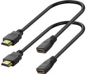 HDMI Extender Cable - 1 Feet, High Speed HDMI Male to Female Adapter for HDTV, Monitor, PC, Laptop, Projector 2 Pack HDMI Extender Cable - 1 Feet, High Speed HDMI Male to Female Adapter for HDTV, Monitor, PC, Laptop, Projector 2 Pack