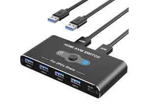KVM Switch, KVM Switch 1 Monitors 2 Computers, HDMI Switch, 4K@60Hz KVM Switches for 2 Computers Sharing 1 Monitor, 4 USB 3.0 Devices Such as Keyboard, Mouse, Printer, Scanner KVM Switch, KVM Switch 1 Monitors 2 Computers, HDMI Switch, 4K@60Hz KVM Switches for 2 Computers Sharing 1 Monitor, 4 USB 3.0 Devices Such as Keyboard, Mouse, Printer, Scanner