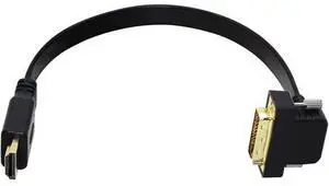 DVI to HDMI HDMI to DVI Flat Cable DVI-D to HDMI Adapter Bi-Directional Right Angle Gold-Plated DVI(24+1) Monitor Cable for PC Laptop HDTV Porjecto (DVI-HDMI Male) DVI to HDMI HDMI to DVI Flat Cable DVI-D to HDMI Adapter Bi-Directional Right Angle Gold-Plated DVI(24+1) Monitor Cable for PC Laptop HDTV Porjecto (DVI-HDMI Male)