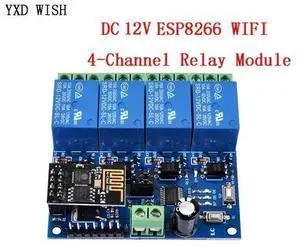 BUCIER DC 12V 4 Channel Wifi Relay Module ESP8266 ESP-01 12 V Relays Module Remote Control Switch For Smart Home IOT Transmission Phone BUCIER DC 12V 4 Channel Wifi Relay Module ESP8266 ESP-01 12 V Relays Module Remote Control Switch For Smart Home IOT Transmission Phone