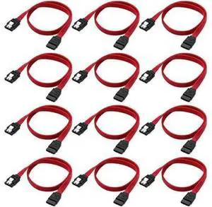 12-Pack SATA III Cable,SATA III 6.0 Gbps Data Cable Straight with Locking Latch 16 Inches SATA Cable Pack for HDDSSDCD and DVD Drives Red 12-Pack SATA III Cable,SATA III 6.0 Gbps Data Cable Straight with Locking Latch 16 Inches SATA Cable Pack for HDDSSDCD and DVD Drives Red