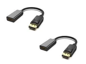 2 PCS 1 set DisplayPort DP to HDMI Cable,Male To Female Display Port to HDMI Adapter Converter Black Laptop PC for HP/DELL 2 packs 2 PCS 1 set DisplayPort DP to HDMI Cable,Male To Female Display Port to HDMI Adapter Converter Black Laptop PC for HP/DELL 2 packs