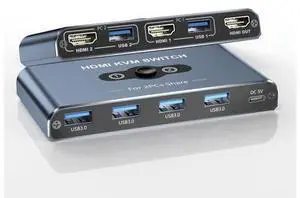 KVM Switch, KVM Switch 1 Monitors 2 Computers, HDMI Switch, 4K@60Hz KVM Switches for 2 Computers Sharing 1 Monitor, 4 USB 3.0 Devices Such as Keyboard, Mouse, Printer, Scanner(Grey) KVM Switch, KVM Switch 1 Monitors 2 Computers, HDMI Switch, 4K@60Hz KVM Switches for 2 Computers Sharing 1 Monitor, 4 USB 3.0 Devices Such as Keyboard, Mouse, Printer, Scanner(Grey)