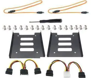 2Pack SSD Mounting Bracket 2.5 to 3.5 Adapter with SATA Cable and Power Splitter Cable,DIY 2.5" to 3.5" Internal SSD/HDD Mounting Kit (Yellow) 2Pack SSD Mounting Bracket 2.5 to 3.5 Adapter with SATA Cable and Power Splitter Cable,DIY 2.5" to 3.5" Internal SSD/HDD Mounting Kit (Yellow)