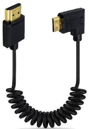 3.9 Feet Mini HDMI to HDMI 4K@60Hz Coiled Cable,Left Angle Mini HDMI 2.0 Male to HDMI 2.0 Male High Definition Adapter Converter Spiral Spring Cord, 18Gbps High Speed 3.9 Feet Mini HDMI to HDMI 4K@60Hz Coiled Cable,Left Angle Mini HDMI 2.0 Male to HDMI 2.0 Male High Definition Adapter Converter Spiral Spring Cord, 18Gbps High Speed