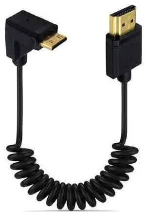 3.9 Feet Mini HDMI to HDMI 4K@60Hz Coiled Cable, Upward Angle Mini HDMI 2.0 Male to HDMI 2.0 Male High Definition Adapter Converter Spiral Spring Cord, 18Gbps High Speed 3.9 Feet Mini HDMI to HDMI 4K@60Hz Coiled Cable, Upward Angle Mini HDMI 2.0 Male to HDMI 2.0 Male High Definition Adapter Converter Spiral Spring Cord, 18Gbps High Speed