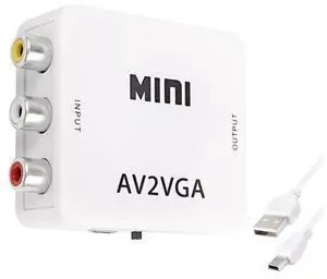 WISDUM AV RCA to VGA Adapter Audio Video Converter,Composite AV to VGA +3.5mm TV Video Playing Adapter 1080p with USB Power Cable VCD DVD Projector TV Set Top Box WISDUM AV RCA to VGA Adapter Audio Video Converter,Composite AV to VGA +3.5mm TV Video Playing Adapter 1080p with USB Power Cable VCD DVD Projector TV Set Top Box