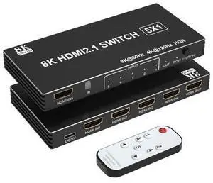 8K HDMI Switch 4K 120Hz - 5 in 1 Out HDMI Splitter Switcher 8K@60Hz 4K@120Hz with Remote 3D HDR10+ HDCP 2.3 CEC, Use for PS5/4/3 Xbox DVD Player Fire Stick Roku TV PC Nintendo Switch 8K HDMI Switch 4K 120Hz - 5 in 1 Out HDMI Splitter Switcher 8K@60Hz 4K@120Hz with Remote 3D HDR10+ HDCP 2.3 CEC, Use for PS5/4/3 Xbox DVD Player Fire Stick Roku TV PC Nintendo Switch