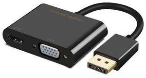 DisplayPort to HDMI VGA Adapter, CableCreation 2 in 1 DP Hub DP to HDMI VGA Converter, HDMI 2.0 Support UHD 4K@60Hz Video/ Audio, Black DisplayPort to HDMI VGA Adapter, CableCreation 2 in 1 DP Hub DP to HDMI VGA Converter, HDMI 2.0 Support UHD 4K@60Hz Video/ Audio, Black