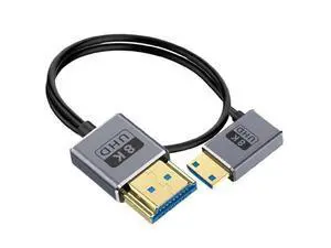 1ft Mini HDMI to HDMI 8K@60Hz Cable, 48Gbps Right Angle Male Mini HDMI to Straight Male HDMI Coaxial Cable, OD 2.5mm Ultra Thin HDMI 2.1 Version UHD Cord 1ft Mini HDMI to HDMI 8K@60Hz Cable, 48Gbps Right Angle Male Mini HDMI to Straight Male HDMI Coaxial Cable, OD 2.5mm Ultra Thin HDMI 2.1 Version UHD Cord