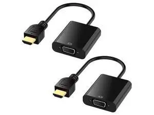 HDMI to VGA with Audio, Gold-Plated Active HDMI to VGA Adapter (Male to Female) with Micro USB Power Cable & 3.5mm Audio Cable for PS4, MacBook Pro, Mac Mini, Apple TV and More - Black 2pack HDMI to VGA with Audio, Gold-Plated Active HDMI to VGA Adapter (Male to Female) with Micro USB Power Cable & 3.5mm Audio Cable for PS4, MacBook Pro, Mac Mini, Apple TV and More - Black 2pack