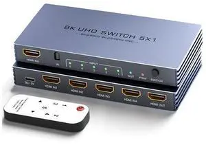 HDMI Splitter 4K 240Hz - New Upgrade 5 in 1 Out 8K@60Hz 4K@240Hz HDMI Switch with Remote Support 3D/HDR/HDCP2.3, Compatible with PS5/4 Xbox Nintendo Switch Roku Apple TV Fire Stick 8k HDMI2.1 Splitter HDMI Splitter 4K 240Hz - New Upgrade 5 in 1 Out 8K@60Hz 4K@240Hz HDMI Switch with Remote Support 3D/HDR/HDCP2.3, Compatible with PS5/4 Xbox Nintendo Switch Roku Apple TV Fire Stick 8k HDMI2.1 Splitter