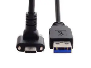 Down Up Angled USB 3.1 Type-C Dual Screw Locking to Standard USB3.0 Data Cable 90 Degree Compatible for Camera 120cm Down Up Angled USB 3.1 Type-C Dual Screw Locking to Standard USB3.0 Data Cable 90 Degree Compatible for Camera 120cm