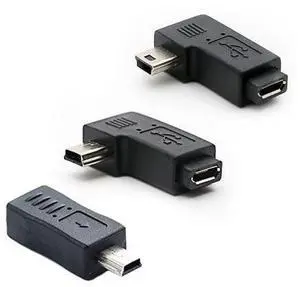 90 Degree Left & Right Angle Mini USB Male to Micro USB Female Connector Adapter 3-Pack 90 Degree Left & Right Angle Mini USB Male to Micro USB Female Connector Adapter 3-Pack
