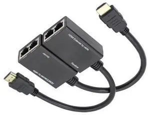 HDMI Extender to RJ45 Over CAT 5e/6 Network LAN Ethernet Cable Adapter Signal Repeater 98ft 1080P HDMI Male to RJ45 Adapter 30M Sender+Receiver,2 Ports HDMI Extender to RJ45 Over CAT 5e/6 Network LAN Ethernet Cable Adapter Signal Repeater 98ft 1080P HDMI Male to RJ45 Adapter 30M Sender+Receiver,2 Ports