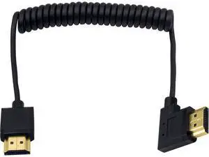 Left Angle Coiled HDMI Cable 4FT/1.2M, Extreme Thin 90 Degree HDMI Male to Male Coiled Cable for 3D and 4K@60hz Ultra HD TV Stick for PS5, Blu-ray, Roku TV, Xbox Series X/S Left Angle Coiled HDMI Cable 4FT/1.2M, Extreme Thin 90 Degree HDMI Male to Male Coiled Cable for 3D and 4K@60hz Ultra HD TV Stick for PS5, Blu-ray, Roku TV, Xbox Series X/S