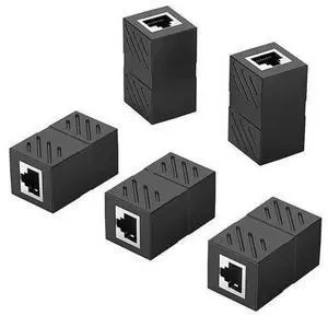 WISDUM RJ45 Coupler Ethernet Extender Connector 5 Pack Inline Coupler Cat7 Cat6 Cat5e Ethernet Cable Adapter Female to Female Black WISDUM RJ45 Coupler Ethernet Extender Connector 5 Pack Inline Coupler Cat7 Cat6 Cat5e Ethernet Cable Adapter Female to Female Black