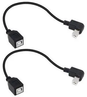 2-Pack USB 2.0 Type-B Printer Cable, 25cm, Black, Female-to-Male, PVC, 28AWG, Supports Printer, Scanner, Mobile HDD (Right 2) 2-Pack USB 2.0 Type-B Printer Cable, 25cm, Black, Female-to-Male, PVC, 28AWG, Supports Printer, Scanner, Mobile HDD (Right 2)