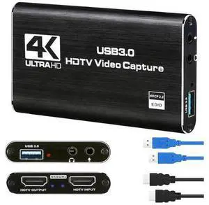 4K Audio Video Capture Card, USB 3.0 HDMI Video Capture Device, Full HD 1080P, 3.5mm Audio Input, HDCP 2.2, for Game Recording Live Streaming Broadcasting 4K Audio Video Capture Card, USB 3.0 HDMI Video Capture Device, Full HD 1080P, 3.5mm Audio Input, HDCP 2.2, for Game Recording Live Streaming Broadcasting