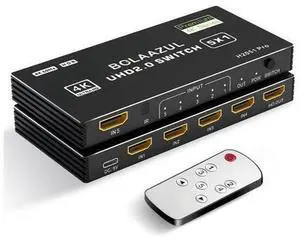 HDMI Switch 5 in 1 Out 4K@60Hz, HDMI Port Expander with Remote 5 Port Switcher Selector Box Support 3D HDR HDCP2.2 Compatible with PS5/4/3 Xbox Nintendo Switch Roku TV Fire Stick Black HDMI Switch 5 in 1 Out 4K@60Hz, HDMI Port Expander with Remote 5 Port Switcher Selector Box Support 3D HDR HDCP2.2 Compatible with PS5/4/3 Xbox Nintendo Switch Roku TV Fire Stick Black
