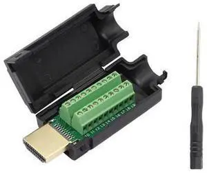 HDMI Solderless Signals Terminal, Gold Plated HDMI Free Welding Connector Breakout Board with Breakout Plastic Cover,Screwdriver HDMI Solderless Signals Terminal, Gold Plated HDMI Free Welding Connector Breakout Board with Breakout Plastic Cover,Screwdriver