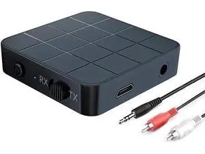 Bluetooth 5.0 Audio Transmitter Receiver Adapter, 2-in-1 Wireless 3.5mm aptX Low Latency Stereo Audio Adapter for Home Sound System/TV/PC/Tablet/Speaker Headphone Bluetooth 5.0 Audio Transmitter Receiver Adapter, 2-in-1 Wireless 3.5mm aptX Low Latency Stereo Audio Adapter for Home Sound System/TV/PC/Tablet/Speaker Headphone