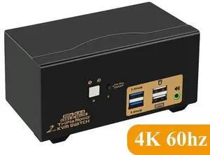 USB 3.0 HDMI KVM Switch Triple Monitor 2 Port Extended Display 4K 60Hz with Cables and Audio 923HUA-3 USB 3.0 HDMI KVM Switch Triple Monitor 2 Port Extended Display 4K 60Hz with Cables and Audio 923HUA-3