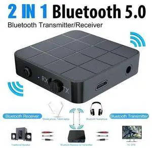2-in-1 Bluetooth 5.0 Wireless Audio Aux 3.5mm Adapter Transmitter and Receiver 2-in-1 Bluetooth 5.0 Wireless Audio Aux 3.5mm Adapter Transmitter and Receiver