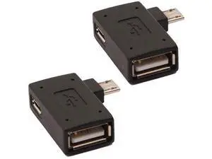 2-in-1 Powered Micro USB to USB OTG Adapter 90 Degree Right Angle Connector for FireStick, S/NES Classic Mini, Sega Genesis and More - 2 Pack 2-in-1 Powered Micro USB to USB OTG Adapter 90 Degree Right Angle Connector for FireStick, S/NES Classic Mini, Sega Genesis and More - 2 Pack