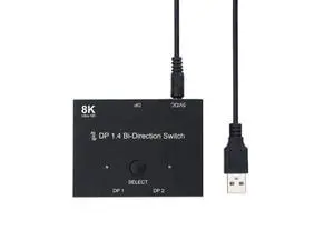 Displayport 1.4 KVM Switch Splitter 8K@30Hz 4K@120Hz 1x2 or 2x1 Bi-direction Switch Splitter DP Converter for Source and Display Displayport 1.4 KVM Switch Splitter 8K@30Hz 4K@120Hz 1x2 or 2x1 Bi-direction Switch Splitter DP Converter for Source and Display