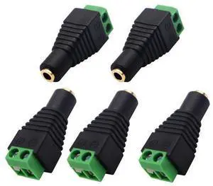 3.5mm Screw Terminal Gold Plated 3.5mm (1/8") TS Mono Female to 2 Pin Female Screw Terminal AUX Headphone Balun Solderless Converter Adapter(5-Pack/Female) 3.5mm Screw Terminal Gold Plated 3.5mm (1/8") TS Mono Female to 2 Pin Female Screw Terminal AUX Headphone Balun Solderless Converter Adapter(5-Pack/Female)