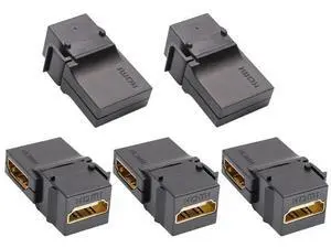 WISDUM 90 Degree HDMI Keystone Coupler, Gold Plated Right Angle HDMI Keystone Jack Insert Female to Female 3D 4K Coupler Adapter for Wall Plate (Black/5 Pack) WISDUM 90 Degree HDMI Keystone Coupler, Gold Plated Right Angle HDMI Keystone Jack Insert Female to Female 3D 4K Coupler Adapter for Wall Plate (Black/5 Pack)