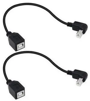 USB 2.0 Type-B Printer Cable, 2-Pack USB B Female to Type B Male (90 Degree Down) Printer Short Extension Cable for Scanner, Mobile HDD and More (Down 2) USB 2.0 Type-B Printer Cable, 2-Pack USB B Female to Type B Male (90 Degree Down) Printer Short Extension Cable for Scanner, Mobile HDD and More (Down 2)