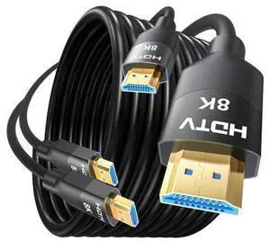 8K HDMI 2.1 Cable 15 FT 2-Pack, In-Wall CL3 Rated HDMI 2.1 Cord, Support 8K@60Hz, 4K@120Hz, HDR10+, eARC, SBTM, VRR, QFT, ALLM, 3D, HDCP 2.3 for TV, Monitor, Computer, Laptop, PS5, Xbox, Soundbar 8K HDMI 2.1 Cable 15 FT 2-Pack, In-Wall CL3 Rated HDMI 2.1 Cord, Support 8K@60Hz, 4K@120Hz, HDR10+, eARC, SBTM, VRR, QFT, ALLM, 3D, HDCP 2.3 for TV, Monitor, Computer, Laptop, PS5, Xbox, Soundbar