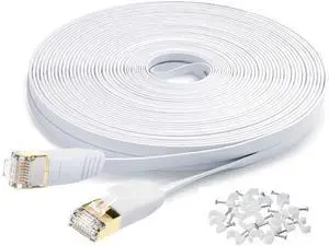 WISDUM Cat7 Flat Ethernet Cable, 50 Ft 10 Gigabit High Speed Solid Computer Network Cord with Snagless Rj45 Connectors for Xbox,PS4,Modem,Router,Networking Switch Faster Than Cat5e Cat5 Cat6 Cable WISDUM Cat7 Flat Ethernet Cable, 50 Ft 10 Gigabit High Speed Solid Computer Network Cord with Snagless Rj45 Connectors for Xbox,PS4,Modem,Router,Networking Switch Faster Than Cat5e Cat5 Cat6 Cable
