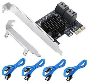 PCIe SATA Card 4 Port,PCI Express to SATA 3.0 Ports Expansion Controller Boot as System Disk for Desktop PC Support SSD and HDD with Low Profile Bracket and 4 SATA Cable PCIe SATA Card 4 Port,PCI Express to SATA 3.0 Ports Expansion Controller Boot as System Disk for Desktop PC Support SSD and HDD with Low Profile Bracket and 4 SATA Cable