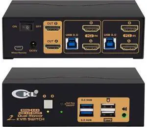 2 Port USB 3.0 KVM Switch Dual Monitor HDMI 4K 60Hz, Keyboard Video Mouse Peripherals Switcher for 2 Computers 2 Monitors with Audio 2 Port USB 3.0 KVM Switch Dual Monitor HDMI 4K 60Hz, Keyboard Video Mouse Peripherals Switcher for 2 Computers 2 Monitors with Audio