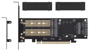3 in 1 M.2 and mSATA SSD Adapter Card for NVME to PCIE, SATA III, and mSATA (With 2 Aluminum Heatsink) 3 in 1 M.2 and mSATA SSD Adapter Card for NVME to PCIE, SATA III, and mSATA (With 2 Aluminum Heatsink)