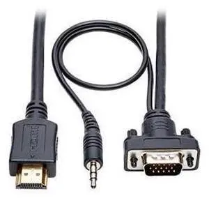 HDMI to VGA + Audio Adapter Converter Cable Active Low Profile HD15 + 35mm MM 1080p 60Hz 15ft 15 P566015VGAA HDMI to VGA + Audio Adapter Converter Cable Active Low Profile HD15 + 35mm MM 1080p 60Hz 15ft 15 P566015VGAA