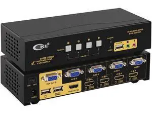 CKL HDMI + VGA Dual Monitor KVM Switch 4 Port with Audio and USB 2.0 HUB CKL HDMI + VGA Dual Monitor KVM Switch 4 Port with Audio and USB 2.0 HUB