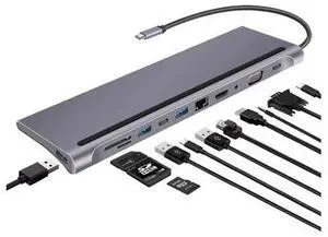 11 in 1 USB Type-C Hub to HDMI 4K VGA, Suitable for Samsung Dex Station, Universal Laptop Dock Hub with 87W PD Compatible with MacBook Pro / 2018 2017 / iPad/Air 2018 11 in 1 USB Type-C Hub to HDMI 4K VGA, Suitable for Samsung Dex Station, Universal Laptop Dock Hub with 87W PD Compatible with MacBook Pro / 2018 2017 / iPad/Air 2018