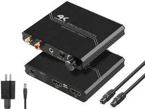 BUCIER 4K@60HZ HDMI Audio Extractor, HDMI 2.0b Audio Splitter Converter, HDMI to HDMI + Optical SPDIF + 3.5mm Stereo Audio with Control Output Analog Volume Knob Compatible for PS5/4/3/Blu-ray player BUCIER 4K@60HZ HDMI Audio Extractor, HDMI 2.0b Audio Splitter Converter, HDMI to HDMI + Optical SPDIF + 3.5mm Stereo Audio with Control Output Analog Volume Knob Compatible for PS5/4/3/Blu-ray player