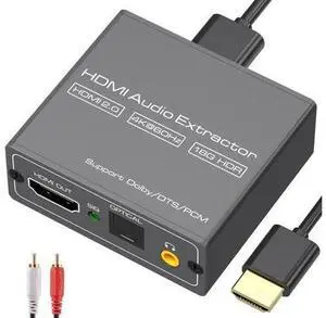 WISDUM 4K60Hz HDMI Audio Extractor Splitter Converter to Optical and 3.5mm and AUX Adapter Supports 2.0 and 18Gpbs Bandwidth Digital DTS PCM HDR10 WISDUM 4K60Hz HDMI Audio Extractor Splitter Converter to Optical and 3.5mm and AUX Adapter Supports 2.0 and 18Gpbs Bandwidth Digital DTS PCM HDR10