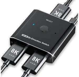 BUCIER HDMI Switch Splitter 8K @ 60Hz Bi-Directional, 2 in 1 Out or 1 in 2 Out HDMI 2.1 Switch Splitter, Button Switch with EDID Adaptive, Compatible with The Xbox Series PS5, Plug and Play BUCIER HDMI Switch Splitter 8K @ 60Hz Bi-Directional, 2 in 1 Out or 1 in 2 Out HDMI 2.1 Switch Splitter, Button Switch with EDID Adaptive, Compatible with The Xbox Series PS5, Plug and Play
