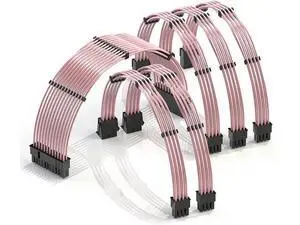 LINKUP - 30cm PSU Cable Extension 18AWG Oxygen Free Copper (OFC) Teflon Jacket Custom Mod GPU PC w/Comb Kit1 x 24 P (20+4)2 x 8 P (4+4) CPU3 x 8 P (6+2) GPU Set300mm - Pink LINKUP - 30cm PSU Cable Extension 18AWG Oxygen Free Copper (OFC) Teflon Jacket Custom Mod GPU PC w/Comb Kit1 x 24 P (20+4)2 x 8 P (4+4) CPU3 x 8 P (6+2) GPU Set300mm - Pink