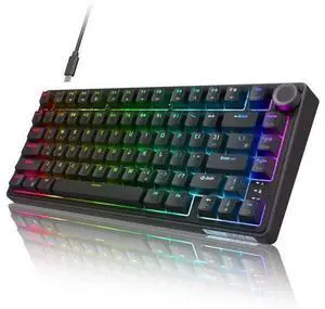 RK ROYAL KLUDGE R75 Wired Mechanical Gaming Keyboard, 75% Hot-Swap Mechanical Keyboard Volume Knob, Soft Pre-lubed Tactile Brown Switch RK ROYAL KLUDGE R75 Wired Mechanical Gaming Keyboard, 75% Hot-Swap Mechanical Keyboard Volume Knob, Soft Pre-lubed Tactile Brown Switch